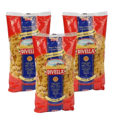 Divella Kurze Pasta 3 x DIVELLA N85 Farfalle 500g 5404015614484