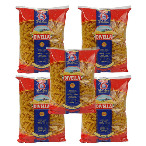 Divella Kurze Pasta 5 x DIVELLA N40 Fusilli 1000g 5404015614323