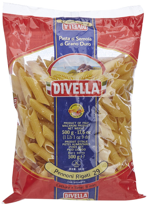 Divella Kurze Pasta Divella 029 linierte Feder, 500 g 8005121000290