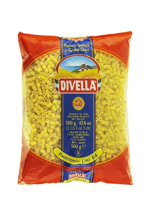 Divella Kurze Pasta DIVELLA HARTWEIZENGRIESS NUDELN PATERNOSTINI GLATT 64 GR 500 X 24 9504477478283