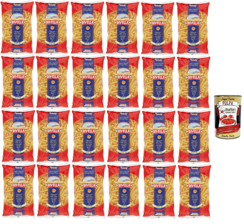 Divella Kurze Pasta Divella Pasta 100% Italienisch Fusilli 40, Nudeln aus Hartweizengrieß, Kochen 10 Minuten 24x 500g + Italian Gourmet polpa 400g 8005121000405