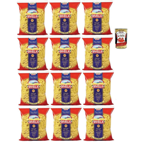 Divella Kurze Pasta Divella Pasta 100% Italienisch Penna Regina 36, Nudeln aus Hartweizengrieß, Kochen 7 Minuten 12x 500 g Original 8032804040014