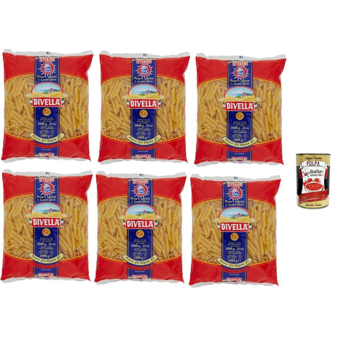 Divella Kurze Pasta Divella Pasta 100% Italienisch Penne Ziti Rigate 27, Nudeln aus Hartweizengrieß, Kochen 9 Minuten 6x 500g Original italienisch inkl. Italian Gourmet Polpa 400g 8032804040014