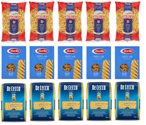 Divella Kurze Pasta Testpaket Fusilli Barilla Divella De Cecco Italienische Kurze Pasta ( 15 x 500g ) Nudeln 8005121000405