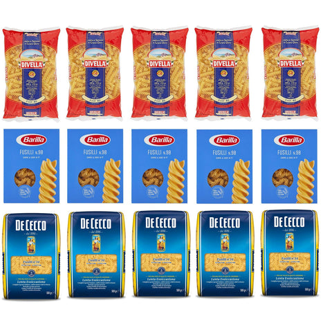Divella Fusilli Barilla De Cecco Italienische Kurze Pasta ( 15 x 500g ) Nudeln Testpaket Original italienisch