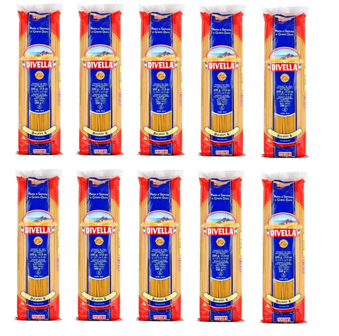 Divella Längliche Pasta 10x Pasta Divella 100% Italienisch Bucatini N° 6 Kochen 7 Minuten 500g 8005121000061