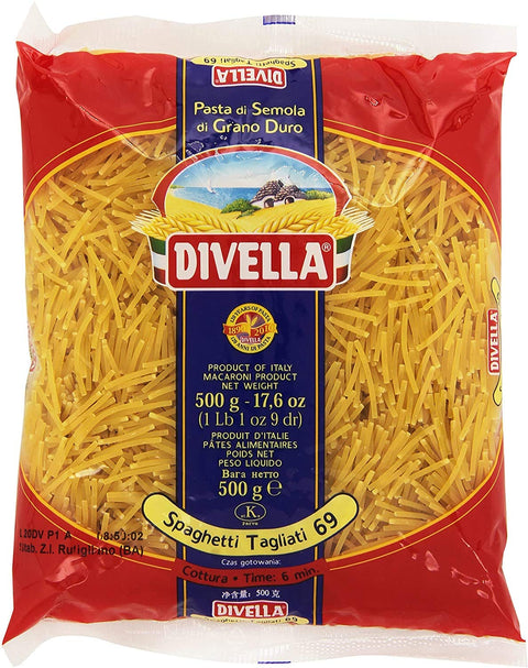 Divella Längliche Pasta 10x Pasta Divella 100% Italienisch N°69 Spaghetti tagliati 500g 8005121000696