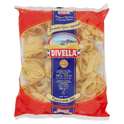 Divella Pappardelle N. 100 Hartweizengrieß Pasta Italienische Nudeln Packung 500 g 6x italienisch Original + kostenlos Polpa di Pomodoro 400 g Dose
