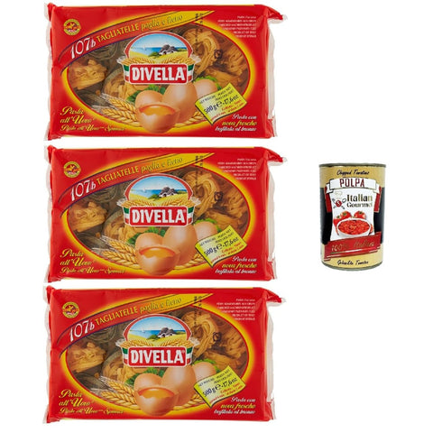 Divella Längliche Pasta Divella 107/b Tagliatelle Paglia e Fieno, Authentische italienische Pasta, Eiernudeln – Die köstlichsten Tagliatelle zum Teilen mit der Familie 3x 500 g italienisch Original 8032804040014