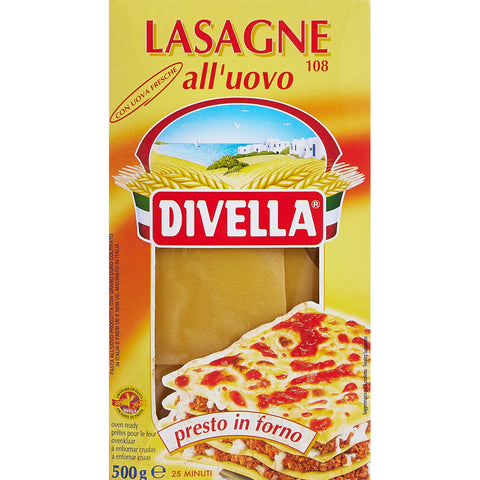 Divella Eier Lasagnen, mit frischen Eier, Presto im Ofen, 12 Stück à 500 g [ ] 6 kg Original italienisch