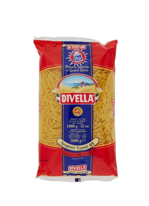Divella Längliche Pasta DIVELLA HARTWEIZENGRIESS NUDELN SPAGHETTI GESCHNITTEN 69 GR 500 X 24 9504535332519