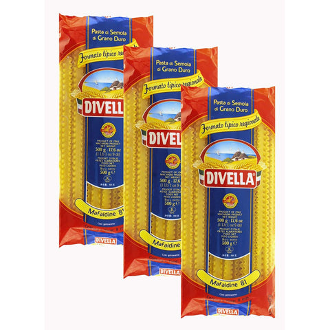 Divella Mafaldine N81 getrocknete Pasta, 1,5 kg, 3 x 500 g Längliche Pasta italienisch Original