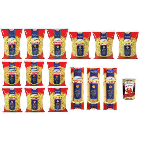 Divella Pasta Testpaket Bucatini Canneroni Rigati Penne Candela Lumache Farfalle, Italienische Nudeln aus Hartweizengrieß 15x500g Original italienisch