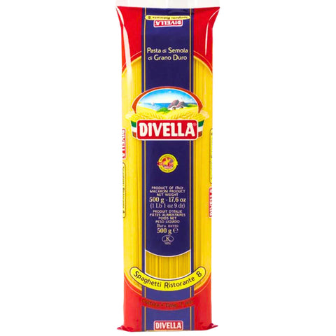 Divella Spaghetti Pasta #8, 473 ml, authentische italienische Pasta aus Hartweizengrieß, perfekte "Al Dente" Textur für jedes Gericht, 20 Stück italienisch Original