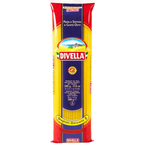 Divella Längliche Pasta Divella Spaghetti-Pasta #8, 473 ml, authentische italienische Pasta aus Hartweizengrieß, perfekte "Al Dente"-Textur für jedes Gericht, 20 Stück 20475000084