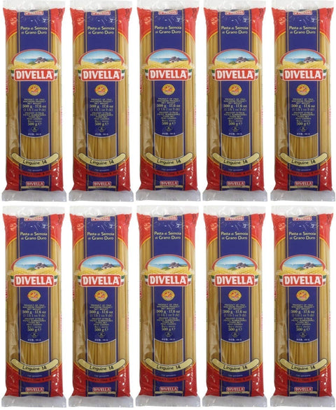 Divella Längliche Pasta Nudeln, Pasta Divella Linguine 14 (10 X 500g) - Vorratspaket 8005121000146
