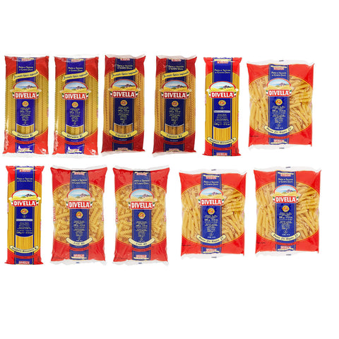 Divella Testpaket Pasta Divella 100% Italienisch Mafaldine Spaghetti penne fusilli tripoline 11x500 g Original