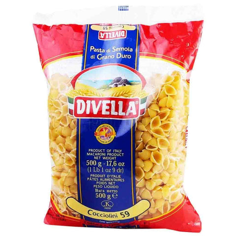 Divella Nudeln & Pasta 10x Divella Cocciolini N. 59 Hartweizengrieß Pasta Italienische Nudeln 500g Packung + Italian Gourmet Polpa di Pomodoro 400g Dose 8005121000597