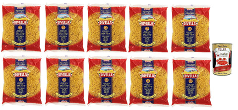 Divella Nudeln & Pasta 10x Divella Spaghetti Tagliati N. 69 Hartweizengrieß Pasta Italienische Nudeln 500g Packung + Italian Gourmet Polpa di Pomodoro 400g Dose 8005121000696
