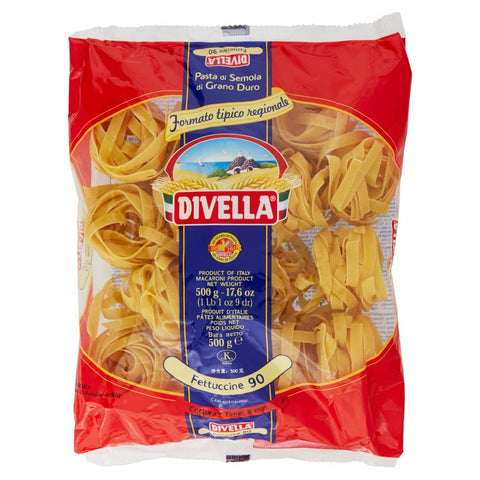 Divella Nudeln & Pasta 12x Divella Fettuccine N. 90 Hartweizengrieß Pasta Italienische Nudeln 500g Packung + Italian Gourmet Polpa di Pomodoro 400g Dose 8005121000900