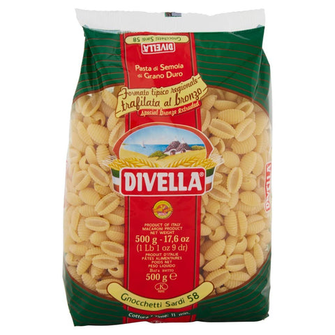 Divella Nudeln & Pasta 24x Divella Gnocchetti Sardi N. 58 Hartweizengrieß Pasta Italienische Nudeln 500g Packung + Italian Gourmet Polpa di Pomodoro 400g Dose 8005121002584