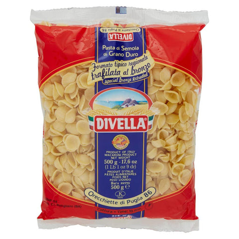 Divella Orecchiette di Puglia N. 86 Hartweizengrieß Pasta Italienische Nudeln Packung 500 g 24x italienisch Original + kostenlos Polpa di Pomodoro 400 g Dose