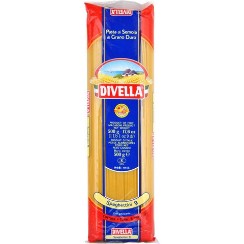 Divella Spaghettini N. 9 Hartweizengrieß Pasta Italienische Nudeln Packung 500 g 36x italienisch Original + kostenlos Polpa di Pomodoro 400 g Dose