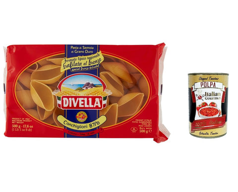 Divella Nudeln & Pasta 8x Divella Pasta 100% italienische Conchiglioni 87/b, nudeln 500g + Italian Gourmet polpa 400g 8005121002096