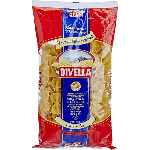 Divella Nudeln & Pasta Divella Farfalle N. 85 Hartweizengrieß Pasta Italienische Nudeln 500g Packung 24x Original italienisch inkl. Italian Gourmet Polpa di Pomodoro 400g Dose 8005121002850