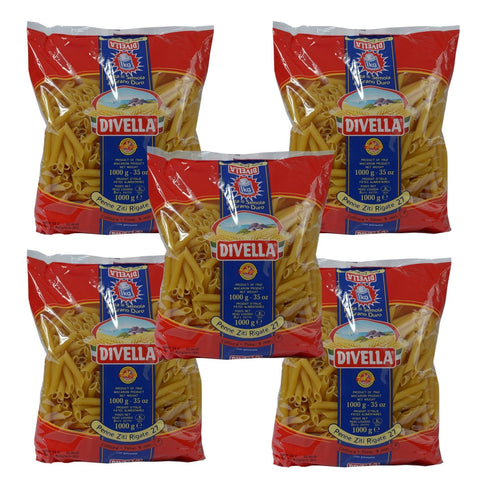 Divella Pasta 5 x DIVELLA N27 Penne Ziti Rigate 1000g 5404015614231
