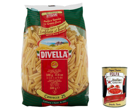 Divella Pasta & Saucen 10x Divella Pasta Specialita' 100% italienische Casarecce 25, nudeln 500g + Italian Gourmet polpa 400g 8005121002256