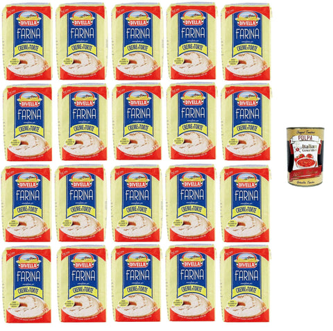 Divella Teffmehl Divella Farina 00 consigliata per Creme e Torte Mehl 00 empfohlen für Cremes und Kuchen 20x1kg+Italian Gourmet Polpa 400gr 0