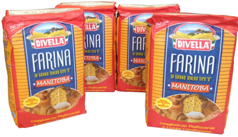 Divella Teffmehl Mehl Manitoba DIVELLA - Weizenmehl Typ 0 - 4 x 1 kg Beutel - Farina di Grano Tenero Tipo 0 8005121200515