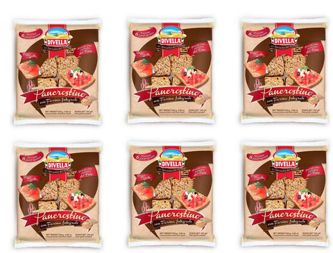 Divella Vollkornbrot 6x Divella Pancrostino con Farina Integrale Geröstetes Vollkornmehl Brot crouton 6 Portionen Brotersatz 250g 8005121219104