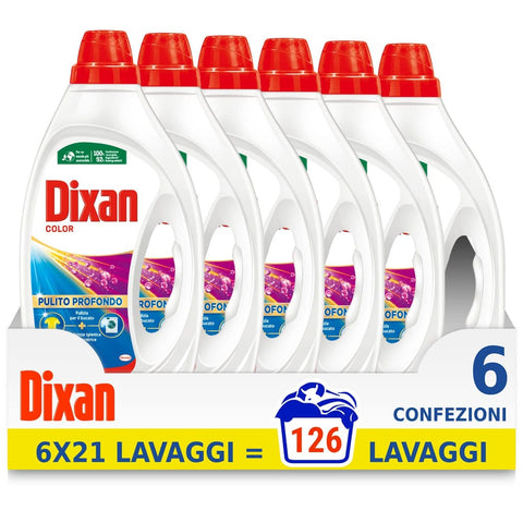 Dixan Color- & Feinwäsche Dixan Flüssigwaschmittel für Waschmaschinen, 126 Waschgänge Color- & Feinwäsche italienisch Original 8015500649439