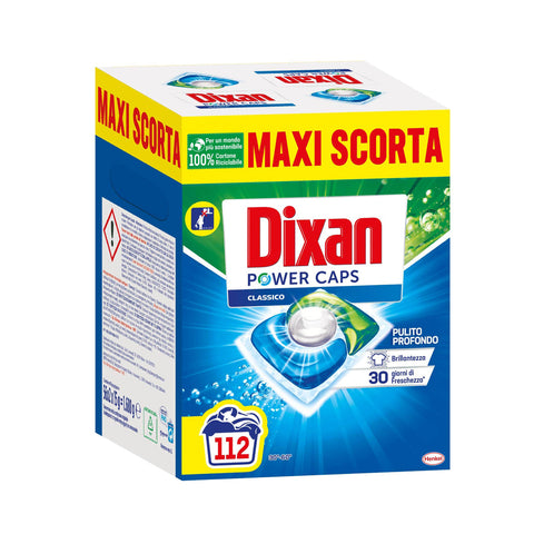 Dixan Powercaps Waschmittel in Kapseln, vordosiert, 2 Packungen mit 56 Waschgängen (112 Waschladungen) 1680 g italienisch Original