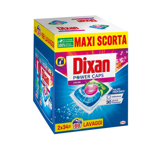Dixan Power Caps Color Waschmittel in Kapseln, 2 x 34 Waschgänge Wäschepflege italienisch Original