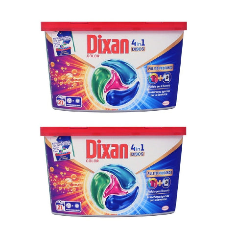 Dixan Waschmittel 2x Dixan Pulito Profondo DISCS 4in1 Color Waschmittelscheiben 21 Waschgänge 8015100579198