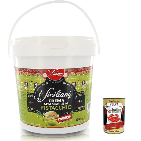 Dolgam Crema Schokoladenaufstrich Dolgam Crema Spalmabile Al Pistacchio Con Granella Di Pistacchio Knusprige Pistazien Streichfähige Creme Pistazien-Streichcreme mit Gehackten. Pistazie 8032804040014