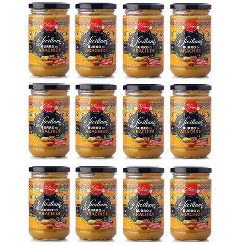 Dolgam I Siciliani Burro di Arachidi Erdnussbutter Sizilianische Spezialitäten 100 % Erdnüsse Glasgefäß von Streichfähige Erdnussbutter Glutenfrei 300 g 12x