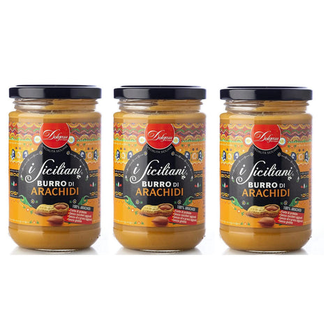 Dolgam I Siciliani Burro di Arachidi Erdnussbutter Sizilianische Spezialitäten 100 % Erdnüsse Glasgefäß von Streichfähige 3x 300g italienisch Original