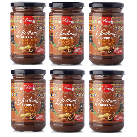 Dolgam I Siciliani Burro di Arachidi al Cacao Kakao-Erdnussbutter Sizilianische Spezialitäten Glasgefäß von Streichfähige Kakao-Erdnussbutter Glutenfrei 300 g