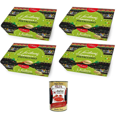 Dolgam Reiswaffeln Dolgam I Siciliani Granella di Pistacchio Das sizilianische Pistazien-Granella 4x100gr Original italienisch inkl. Italian Gourmet Polpa 400g 8032804040014