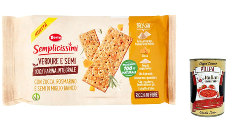 Doria Semplicissimi Doria Crackers Zucca e Rosmarino e Semi di Miglio Bianco Cracker Kürbis und Rosmarin und 6x 280g italienisch Original