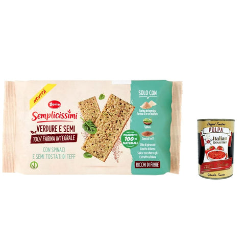 Doria Crackers Doria Semplicissimi Doria Crackers Spinaci e Semi di Teff Tostati Cracker mit Spinat und gerösteten Teffsamen 12x 280g italienisch Original 8000605200784