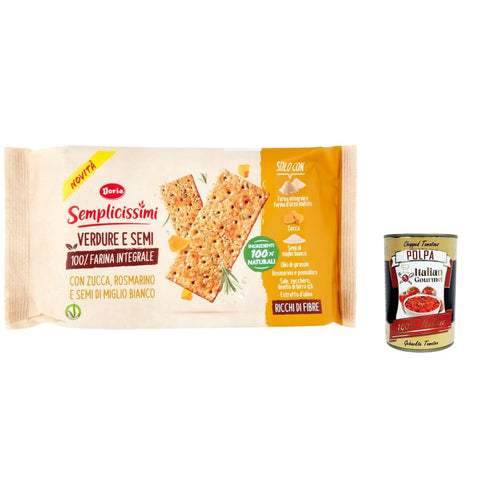 Doria Crackers Doria Semplicissimi Doria Crackers Zucca e Rosmarino e Semi di Miglio Bianco Cracker Kürbis und Rosmarin und 12x 280g italienisch Original 8000605200777