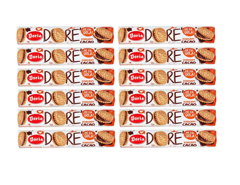 Doria Kekse 12x MHD 31/07/2026 Doria Dorè Doricrem Gusto Cacao Tubo Dorè Doricrem Kakaogeschmack Tube 150g Original italienisch Kekse 8000605090286