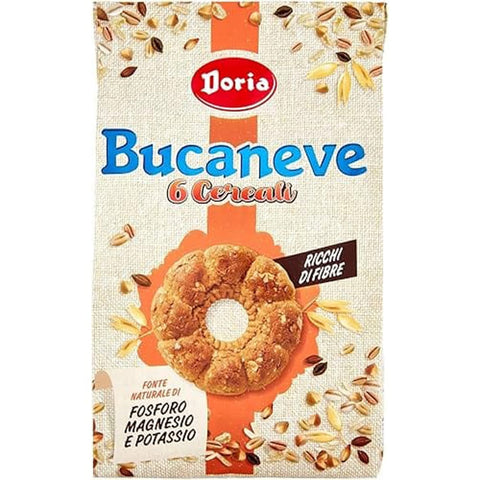 Doria Kekse Doria Bucaneve Biscotti ai 6 Cereali Kekse mit Hafer Dinkel Weizen Reis Buchweizen und Gerste Beutel 12x 300g italienisch Original 8000605151710