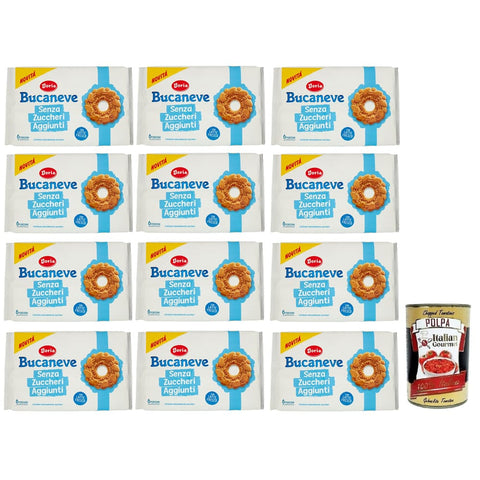 Doria Kekse Doria Bucaneve Senza Zuccheri Aggiunti,Ohne Zuckerzusatz,Mürbeteigkekse Kekse mit frischer Milch,263g Packung, jede Packung enthält 6 Einzelportionen 12x Original italienisch inkl. Italian Gourmet Polpa di Pomodoro 400g Dose 8000605151857