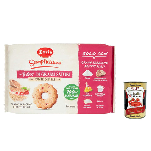 Doria Biscotti con Frutti Rossi e Grano Saraceno, Kekse mit roten Früchten und Buchweizen 280 g italienisch Original